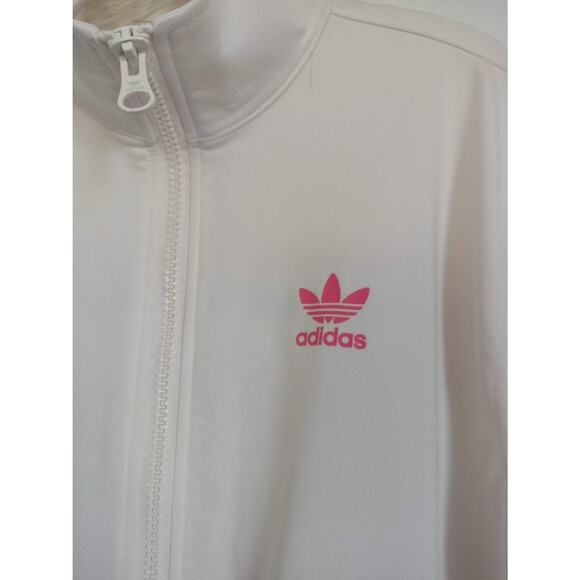 ADIDAS ORIGINALS Racing Jacket Zip Front Track Nylon Fleece White Trefoil Logo M - Picture 6 of 11